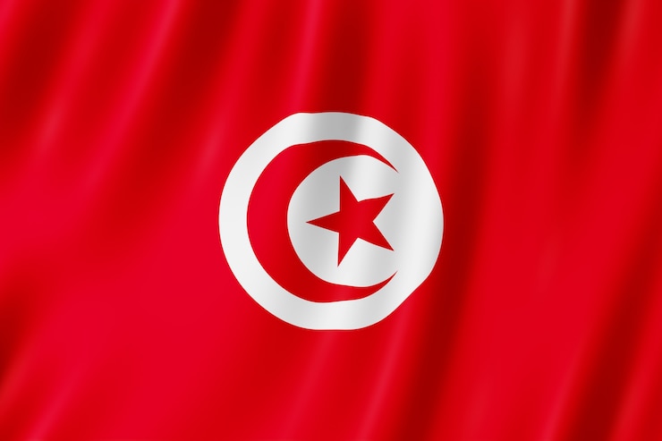 Drapeau de la Tunisie flottant au vent.