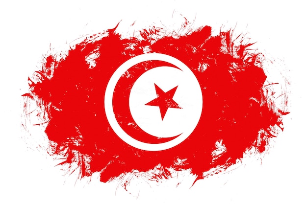 Drapeau de la tunisie sur fond de pinceau abstrait