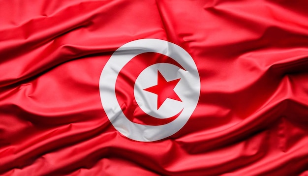 Photo drapeau de la tunisie avec des plis