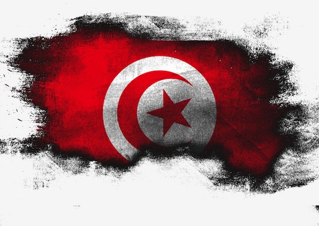 Drapeau tunisien peint au pinceau