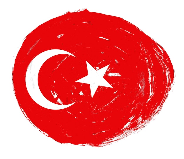 Drapeau de la Turquie peint sur un fond de pinceau blanc en détresse