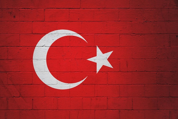 Drapeau de la Turquie peint sur un mur