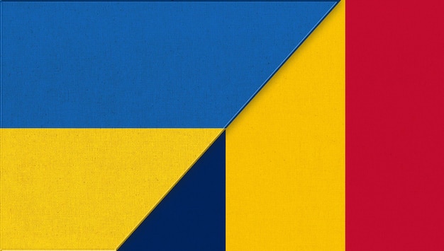 Drapeau de l'Ukraine et du Tchad Illustration 3D Symboles nationaux Concours sportif