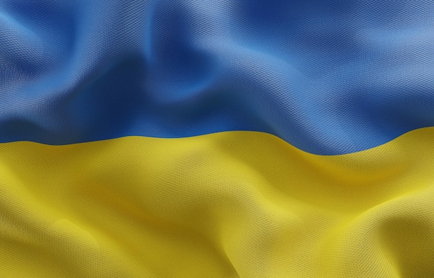 Drapeau de l'Ukraine fond CloseUp waving flag 3d Rendering