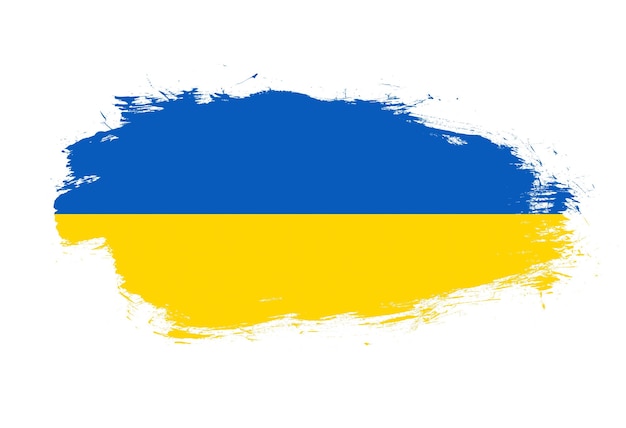 Drapeau de l'ukraine sur fond de pinceau blanc