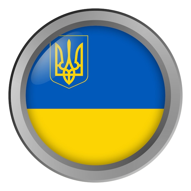 Drapeau de l'Ukraine avec le trident rond comme bouton