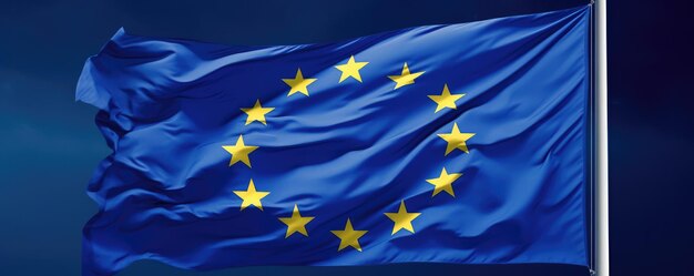 Drapeau de l'Union européenne agité Vue rapprochée de la bannière de l'Europe