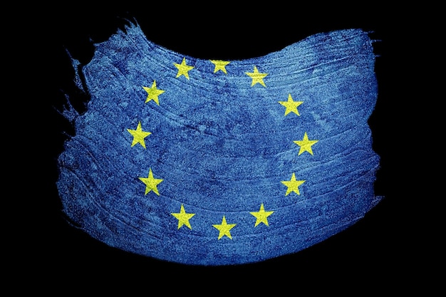 Drapeau de l'Union européenne grunge. Coup de pinceau de l'UE.