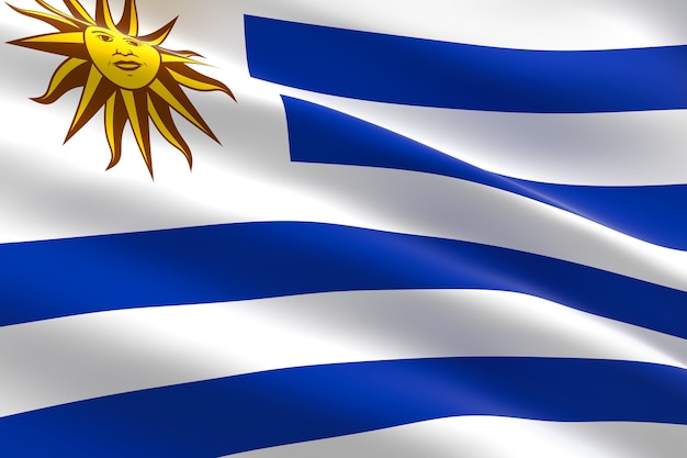 Drapeau de l'Uruguay. 3d illustration du drapeau uruguayen en agitant