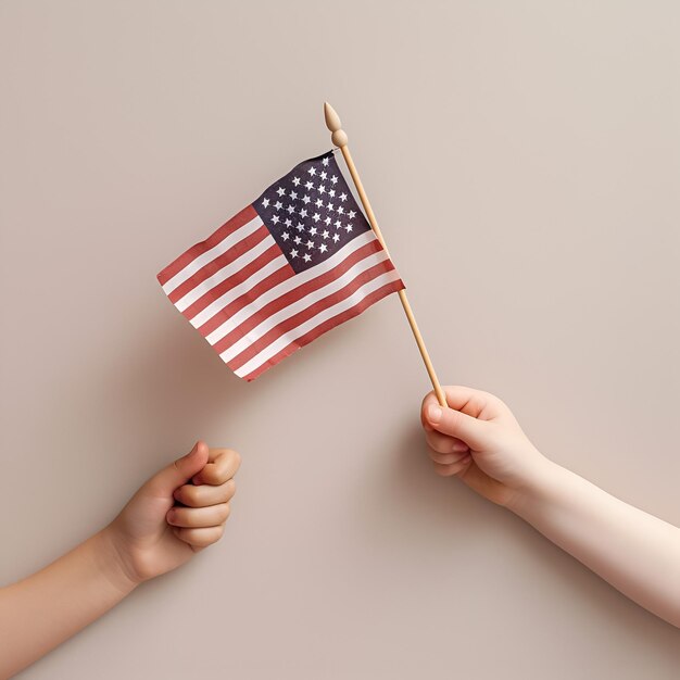 Drapeau USA dans la main des enfants