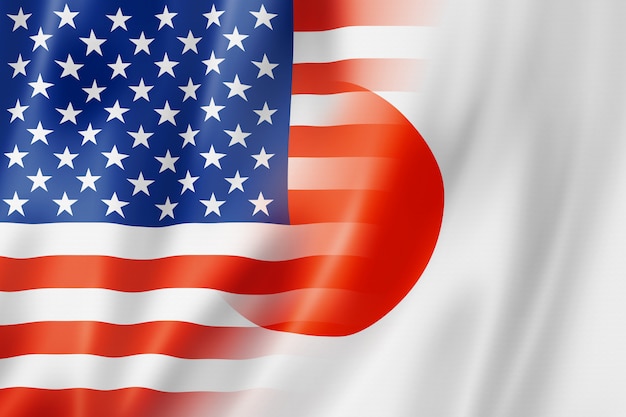 Drapeau USA et Japon