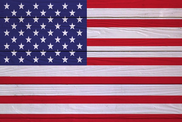 Drapeau USA sur une planche de bois