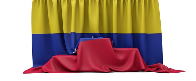Drapeau vénézuélien drapé sur un podium des gagnants du concours d render