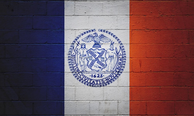 Drapeau de la ville de New York peint sur un mur