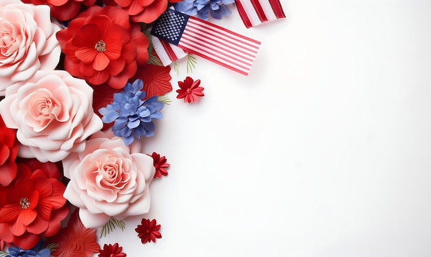 Des drapeaux américains ornés de fleurs lors de la célébration du 4 juillet à Cape May