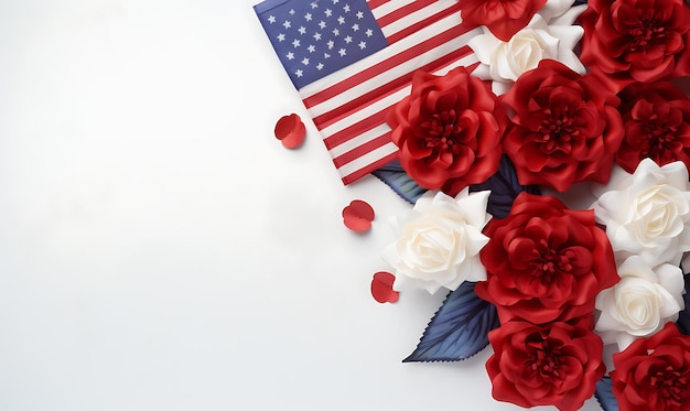 Des drapeaux américains ornés de fleurs lors de la célébration du 4 juillet à Cape May