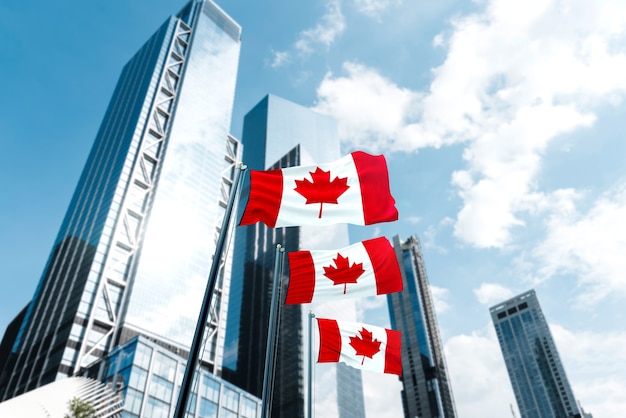 Photo drapeaux canadiens à l'extérieur