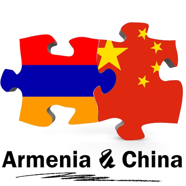 Drapeaux de la Chine et de l'Arménie en puzzle