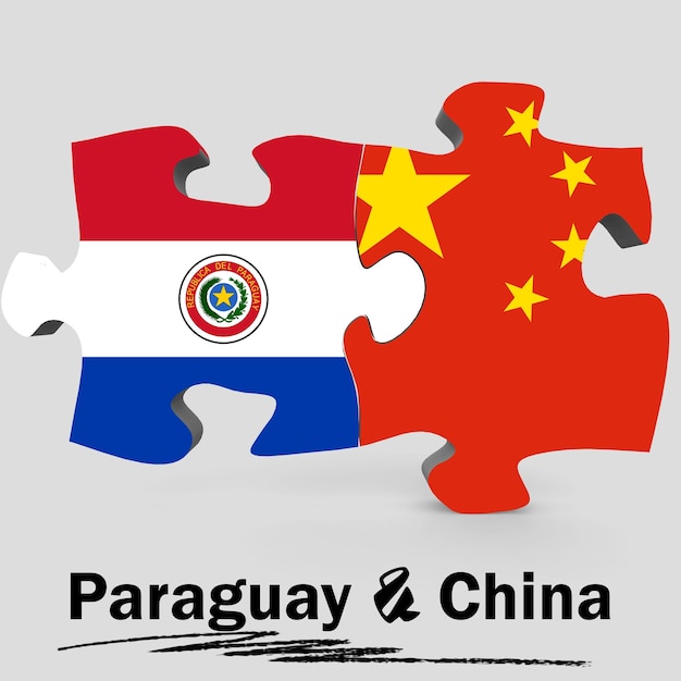 Drapeaux de la Chine et du Paraguay en puzzle