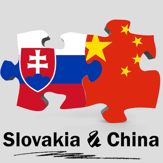 Drapeaux de la Chine et de la Slovaquie en puzzle