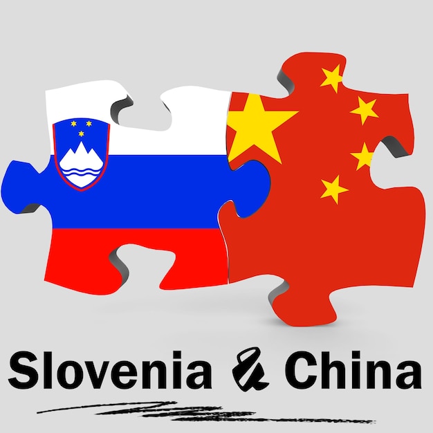 Drapeaux de la Chine et de la Slovénie en puzzle