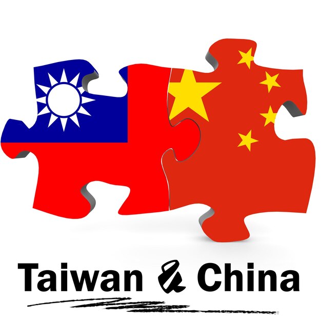 Drapeaux de la Chine et de Taïwan en puzzle