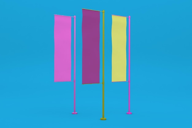 Drapeaux côté droit isolé sur fond bleu