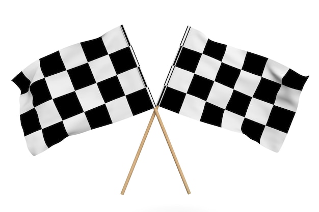 Drapeaux de course à damier sur fond blanc