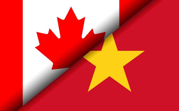 Photo drapeaux du canada et du vietnam divisés en diagonale
