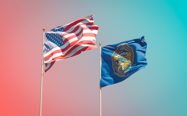 Drapeaux de l'état américain du Nebraska au ciel dégradé