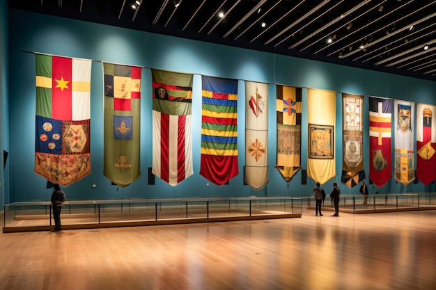 Des drapeaux historiques exposés dans un musée