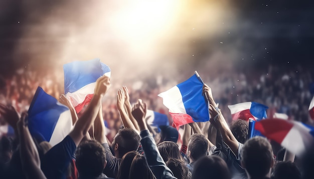 Drapeaux lors de jeux sportifs et de compétitions avec des fans