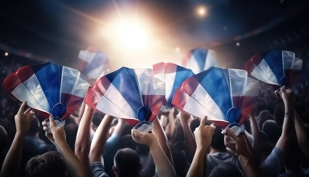 Drapeaux lors de matchs et de compétitions sportives avec des fans