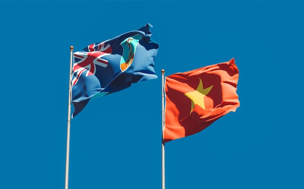 Drapeaux de Montserrat et du Vietnam sur fond de ciel