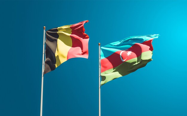 drapeaux nationaux de l'Azerbaïdjan et de la Belgique