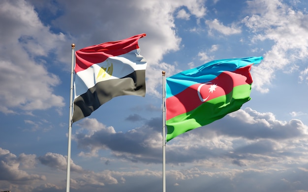 drapeaux nationaux d'Égypte et d'Azerbaïdjan ensemble