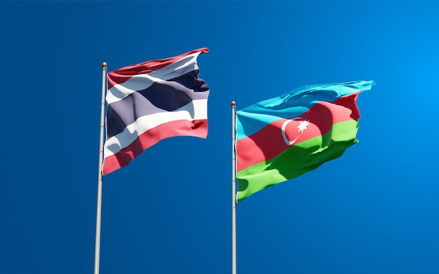 drapeaux nationaux de la Thaïlande et de l'Azerbaïdjan ensemble