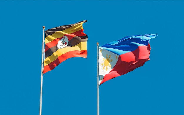 Drapeaux de l'Ouganda et des Philippines. Illustration 3D