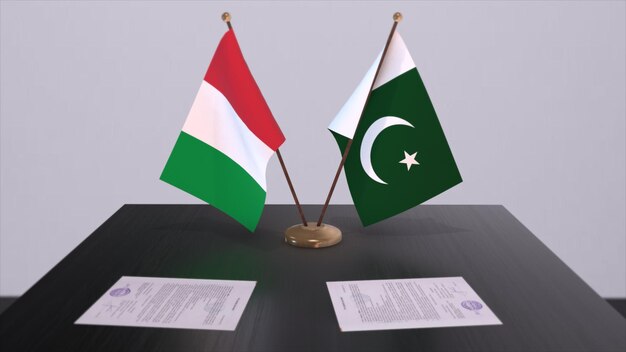 Drapeaux de pays du Pakistan et de l'Italie Illustration 3D Accord ou accord politique et commercial