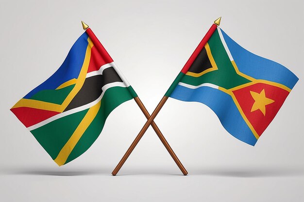 Photo les drapeaux de la république d'afrique du sud et de l'érythrée divisés en diagonale