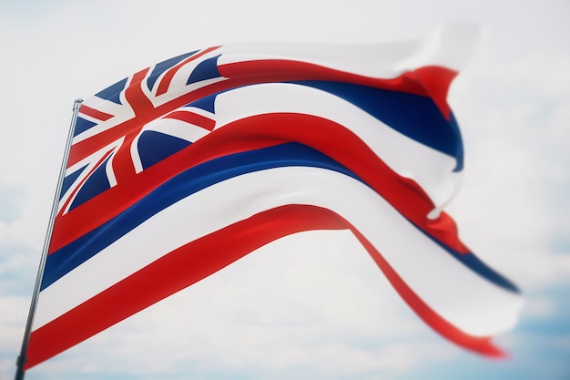 Drapeaux des États des États-Unis. Drapeau de l'État d'Hawaï. illustration 3D. Collection de drapeaux des États des États-Unis d'Amérique.