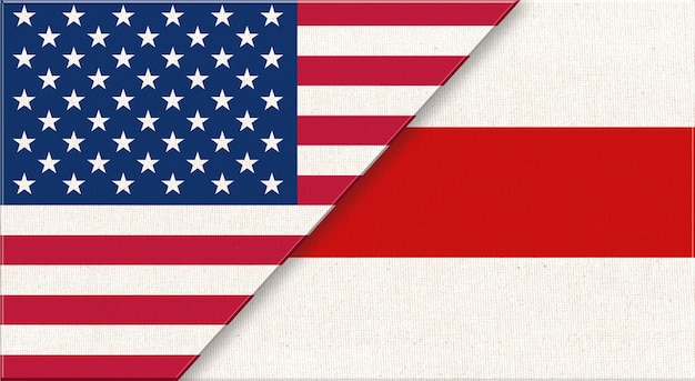 Drapeaux des États-Unis et de la Biélorussie