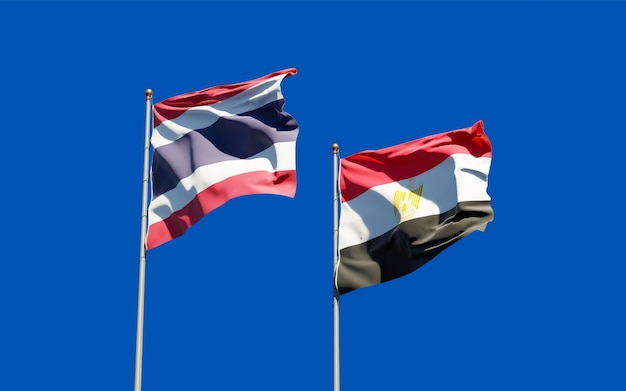 Drapeaux de la Thaïlande et de l'Égypte. Illustration 3D