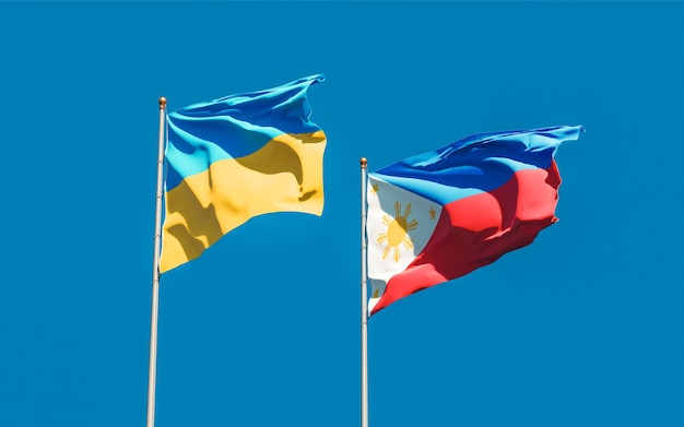 Drapeaux de l'Ukraine et des Philippines. Illustration 3D