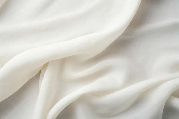 Draperie ondulée en satin de soie de couleur blanche, fond abstrait, concept de texture matérielle en tissu fluide