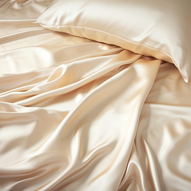 Draps en satin soyeux, gros plan doux