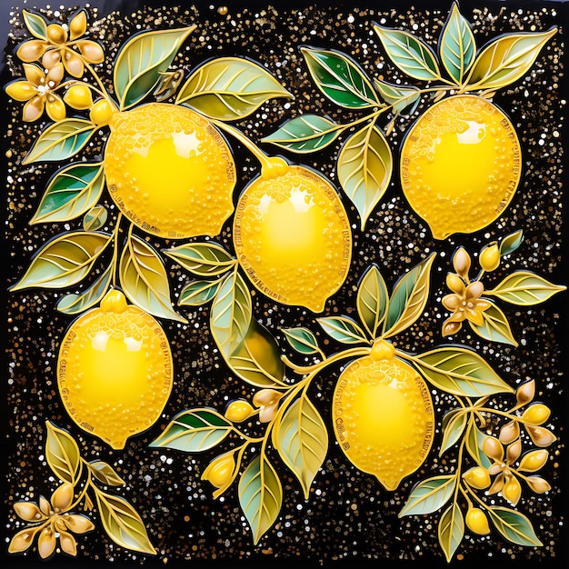 Draw Sparkle Lemon Contour de carreaux décoration minimaliste