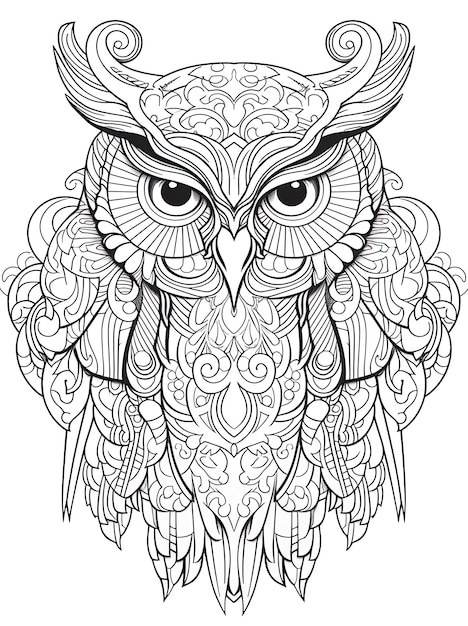 Photo a drawing of a owl with a pattern of the words owl