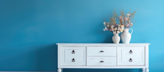 Dresser blanc sur fond bleu pour divers décors intérieurs