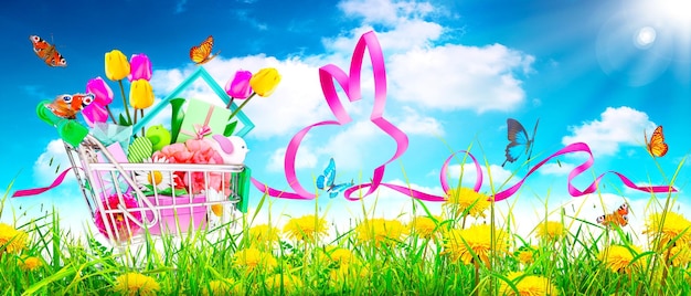 Drôle de lapin de Pâques Concept de vacances Joyeuses Pâques